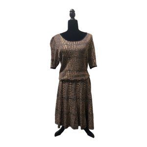 Luxe by Carmen Marc Valvo Sweater Dress with Camel Scoop Neck, 1X, Pre-Owned
